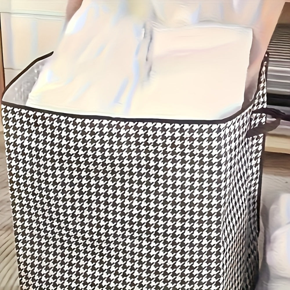Oversized Storage Bin with Lid & Handles | Clothes Blanket Organizer Box, Dust-Proof Compartment Bucket, Under-Bed Travel Basket