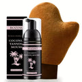 Sunless Tanning Mousse with Applicator Glove 60ml ¨C Natural Plant Ingredients Self Tanner Bronzing Set, Gradual Buildable Color for Even Light Beige Tan, Streak-Free Sunless Tanner for Body