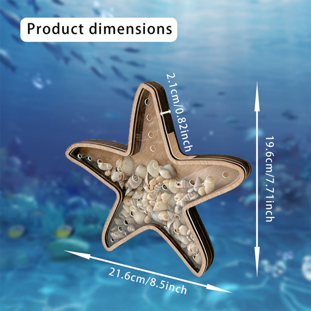 Wooden Starfish Tray ¨C Ocean-Themed Organizer Dish for Desk & Dresser, Display Crystals Shells Agates, Nautical Home Decor, Thoughtful Beach House Gift for Holiday Season