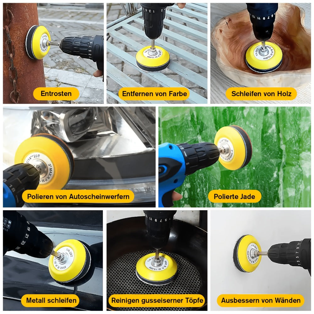 Sanding Disc Drill Polishing Kit 133PCS 3 Inch Hook and Loop Wet Dry Sandpaper Buffing Pads for Car Headlight Restoration Wood Metal Glass Resin Epoxy Rotary Tool Set