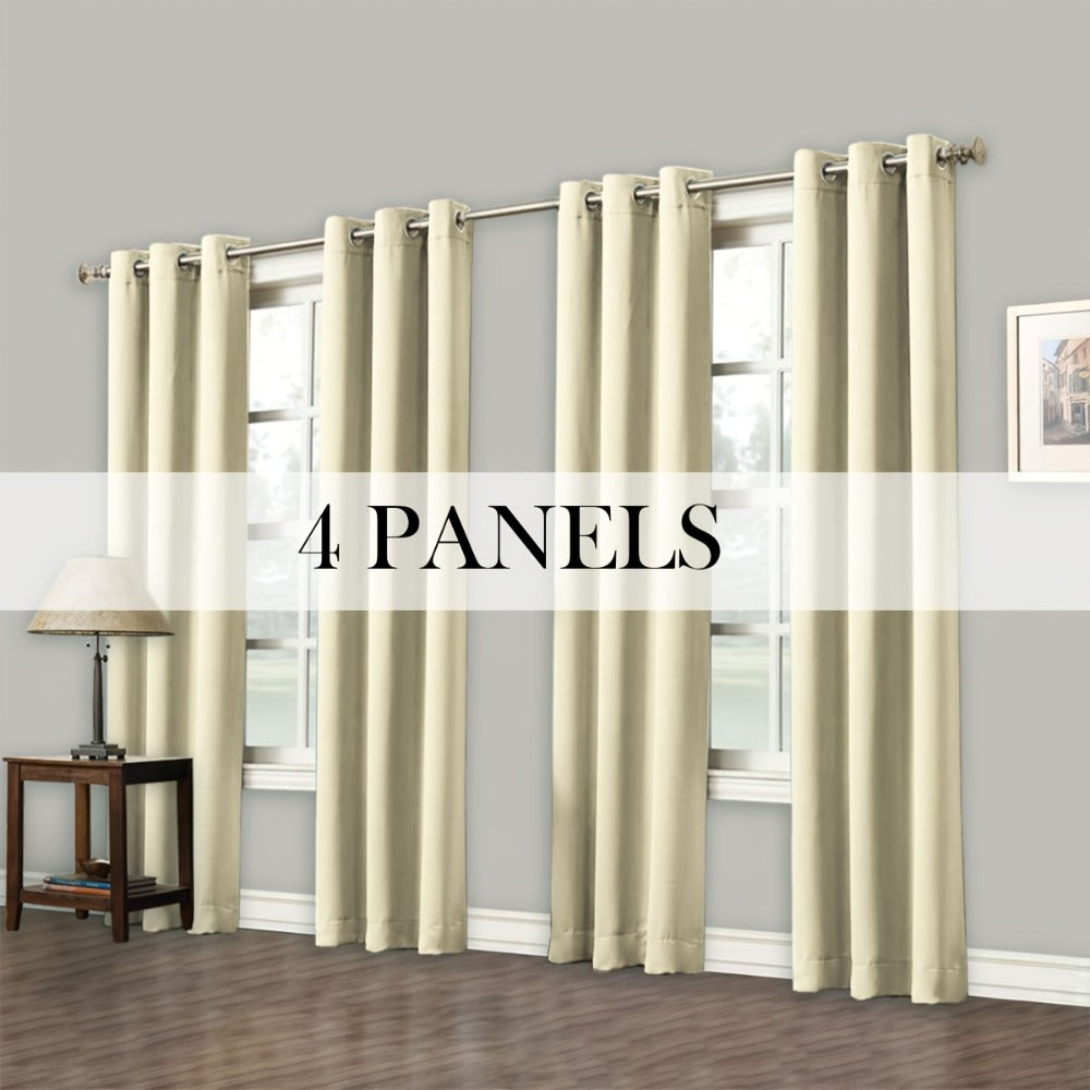 Blackout Curtains Grommet Top Room Darkening Window Drapes 4 Panels Set Living Room Bedroom