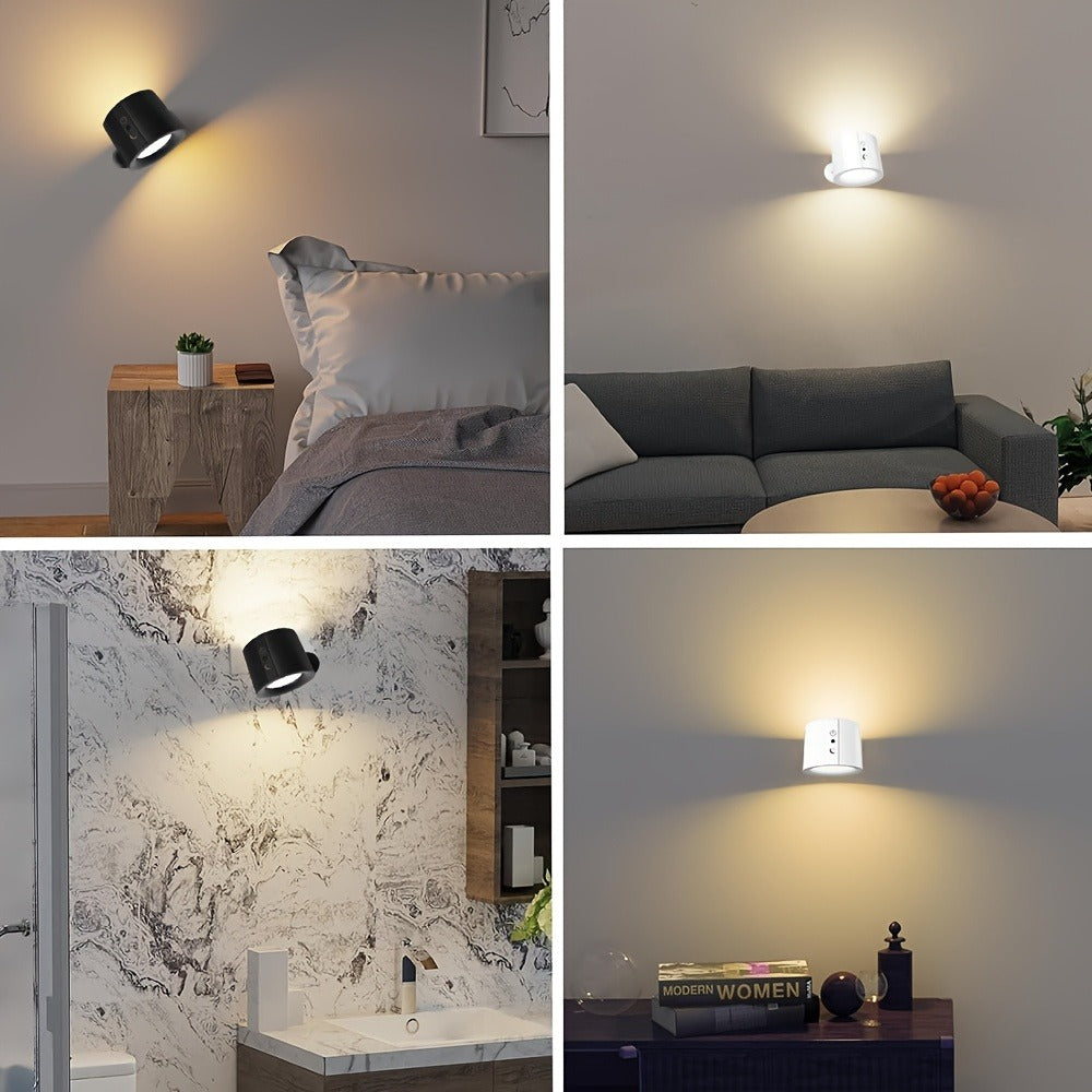 USB Rechargeable LED Wall Light 2 Pack ¨C 360¡ã Rotating Magnetic Ball Touch Control Reading Lamp with 3 Color Temps ¨C Wireless Wall Mounted or Desktop Light for Bedroom Living Room