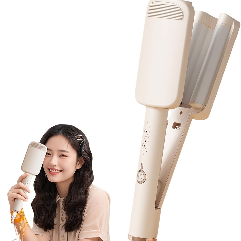 Hair Curling Iron 1.25 Inch - Beach Wave Curling Wand with Dual Voltage, Deep Wave Barrel, Anti-Frizz Ceramic Coating, Easy Home Use, Travel-Ready Styling Tool for All Hair Types