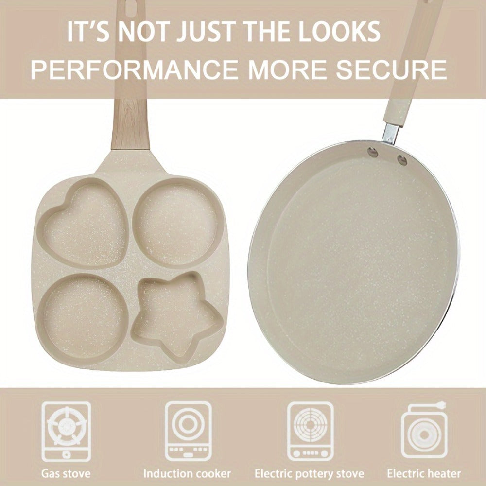 Non-Stick Cookware Set 5-Piece Beige ¨C Pumice Stone Coating Egg Frying Pan Pancake Skillet with Kitchen Utensils | Aluminum Induction Compatible Home Cooking Set for Eggs Pancakes & Breakfast