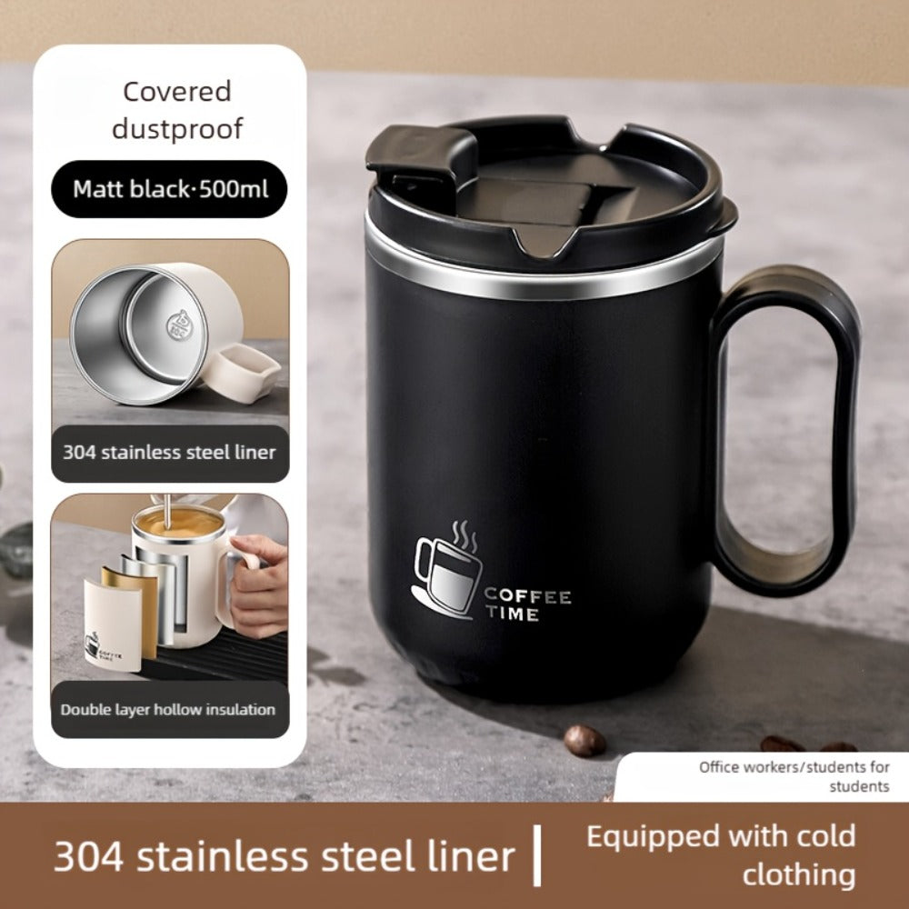 Stainless Steel Travel Mug Valentine's Letter Print Double Wall Insulated Coffee Cup Leak-Proof Lid 500ml Office Home Travel