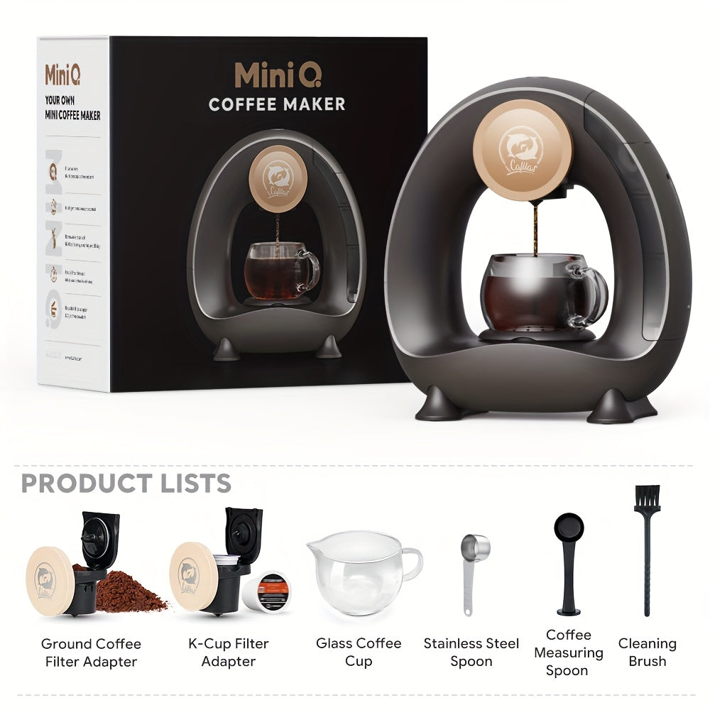 Espresso Coffee Maker 2-in-1 Single Serve Compatible with K-Cup and Ground Coffee Americano Mini Coffee Machine Tea Maker with Filter K-Cup Adapter 4-8oz Pink Champagne Gray Black