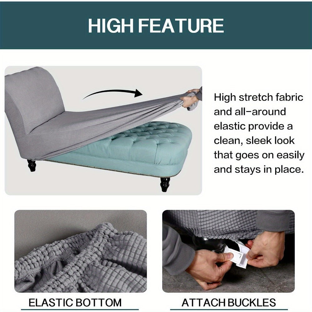 Chaise Lounge Cover Stretch Slipcover Jacquard Fabric Chair Sofa Protector for Living Room Bedroom Machine Washable Multi-Color