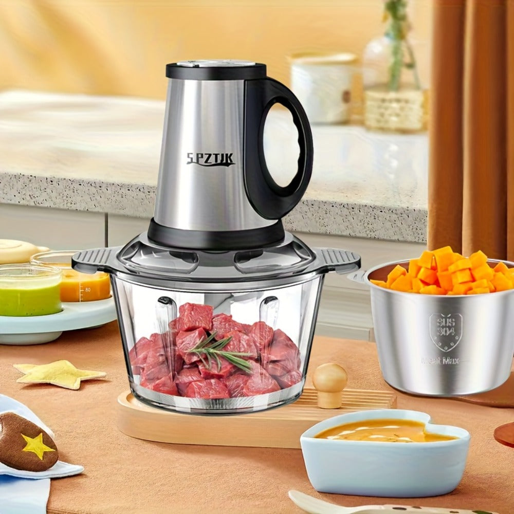 Electric Food Chopper with 2 Bowls & Dual-Level Blades ¨C Mini Food Processor for Grinding Meat Chopping Nuts Salad Prep ¨C Upgraded Compact Kitchen Chopper for Home Use