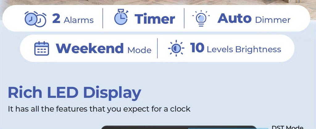 Digital Wall Clock 16 Inch LED with Remote Control ¨C Large Display Shows Time, Date, Day of Week & Indoor Temperature, Modern Decor for Bedroom, Living Room, Office, Gym & Garage (White)