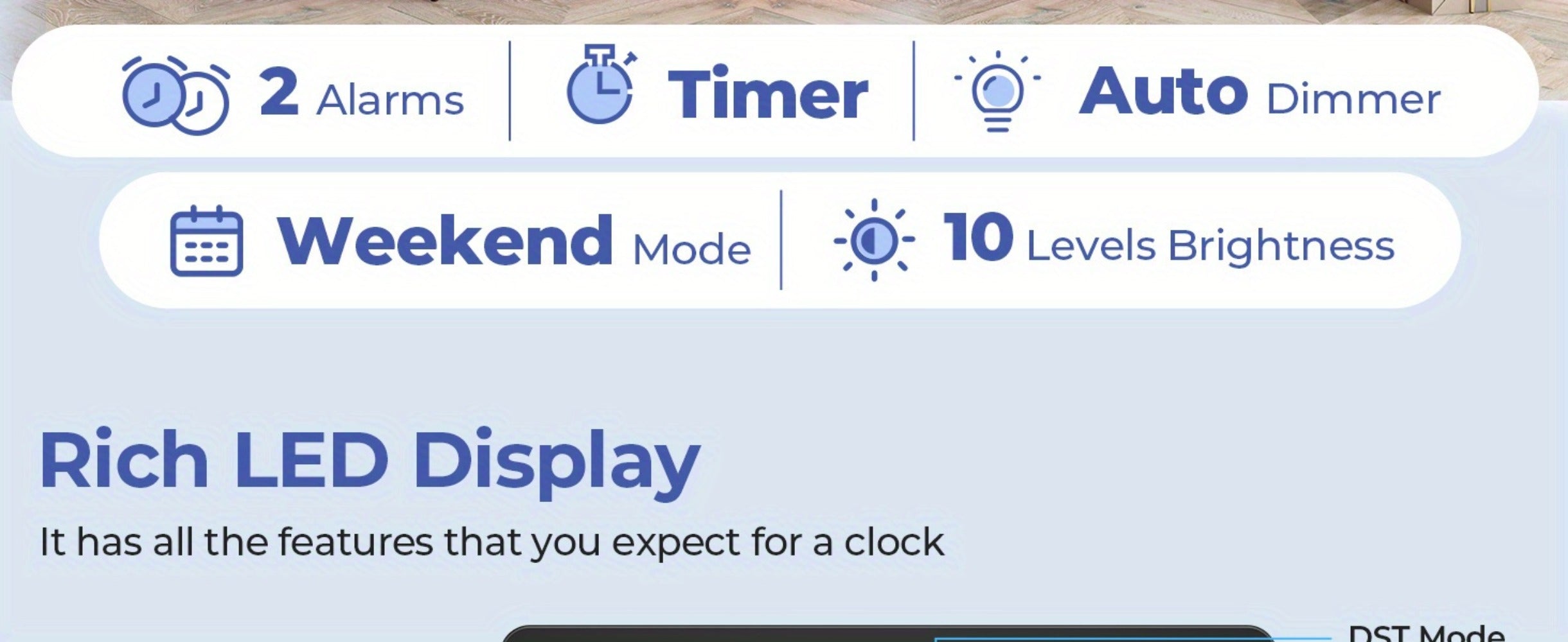 Digital Wall Clock 16 Inch LED with Remote Control ¨C Large Display Shows Time, Date, Day of Week & Indoor Temperature, Modern Decor for Bedroom, Living Room, Office, Gym & Garage (White)