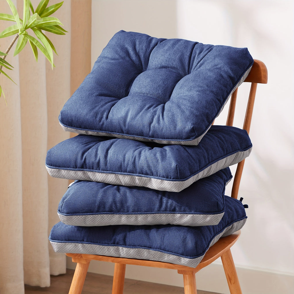 Memory Foam Chair Cushions Set of 4 ¨C Kitchen Chair Pads with Non-Slip Backing & Ties, 500GSM Thick Seat Cushions for Dining Chairs Indoor
