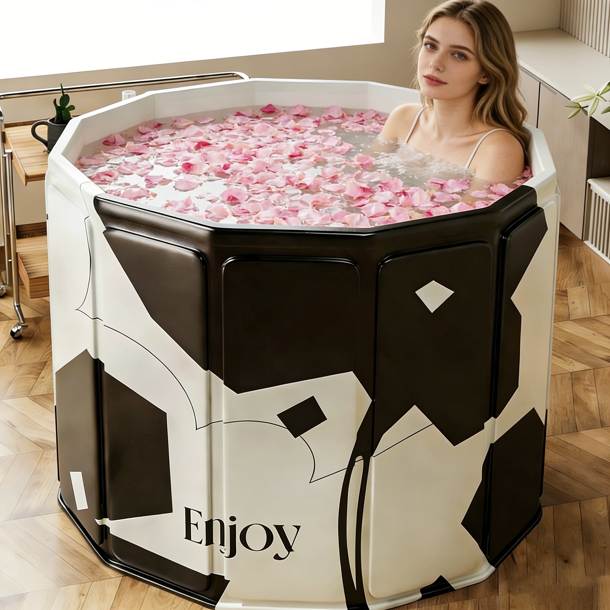 Foldable Soaking Tub for Adults ¨C Portable Full Body Bath Barrel with Non-Slip Base, Collapsible Hot & Cold Soak Tub for Home Travel Small Spaces, Space-Saving Bathroom Accessory