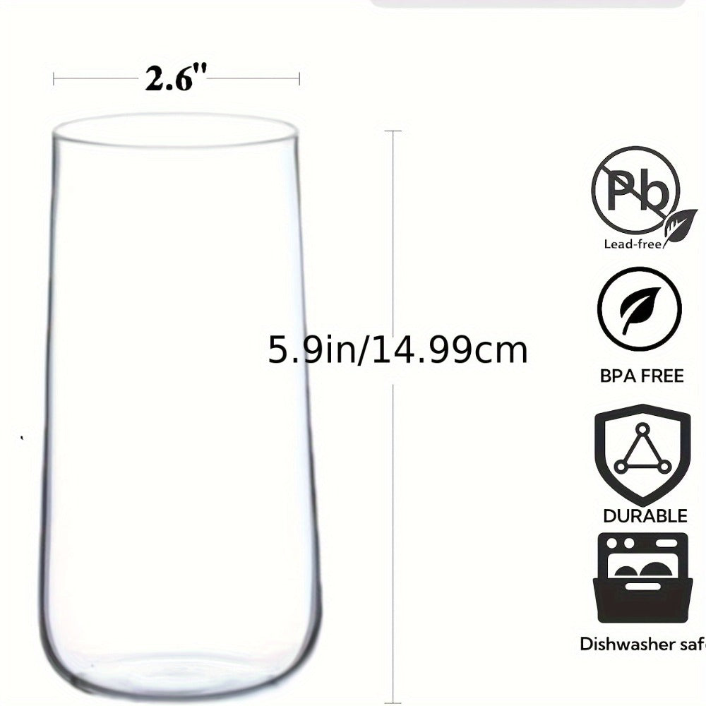 Drinking Glasses Set of 6 ¨C 17.5oz Large Clear Crystal Glass Cups, Lightweight Glassware Set for Water, Juice, Iced Tea, Mojito, Cocktails, Kitchen & Bar Use, Holiday Entertaining