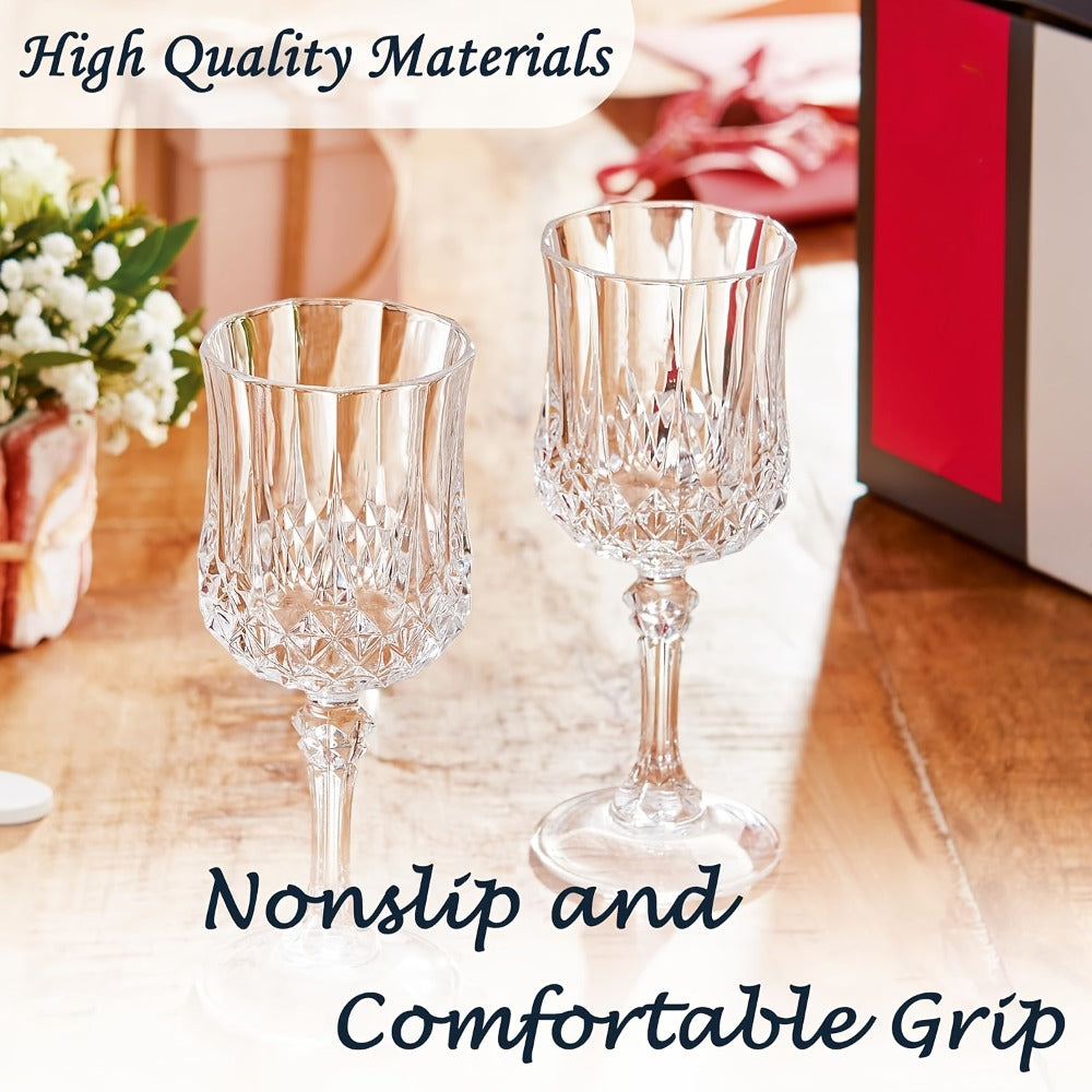 Plastic Wine Glasses 24 Pack 7oz ¨C Unbreakable Crystal Vintage Champagne Flute Glasses Reusable Drinkware for Wedding Party Outdoor Events Kitchen