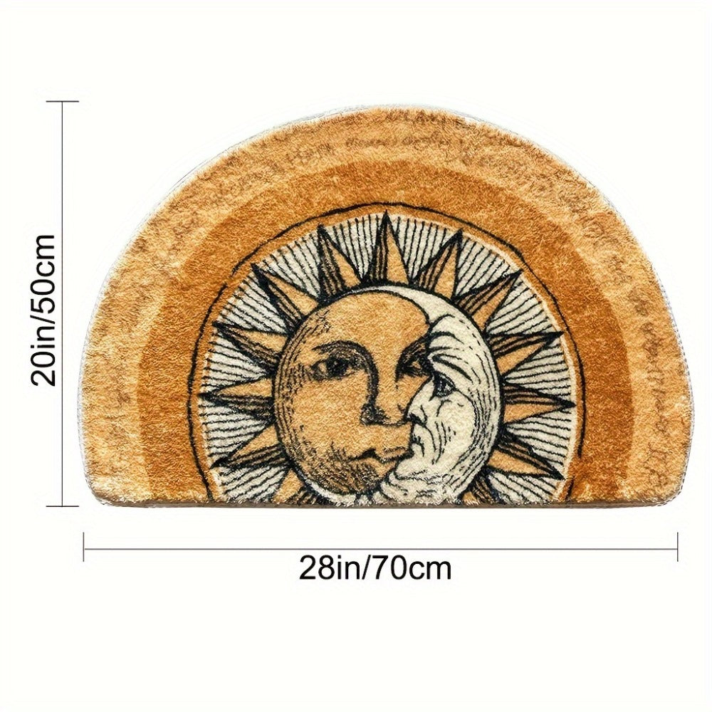 Half Round Welcome Mat 28x20 Inch - Absorbent Non-Slip Door Mat, Machine Washable, Soft Flocked Entrance Rug for Bedroom, Front & Back Door