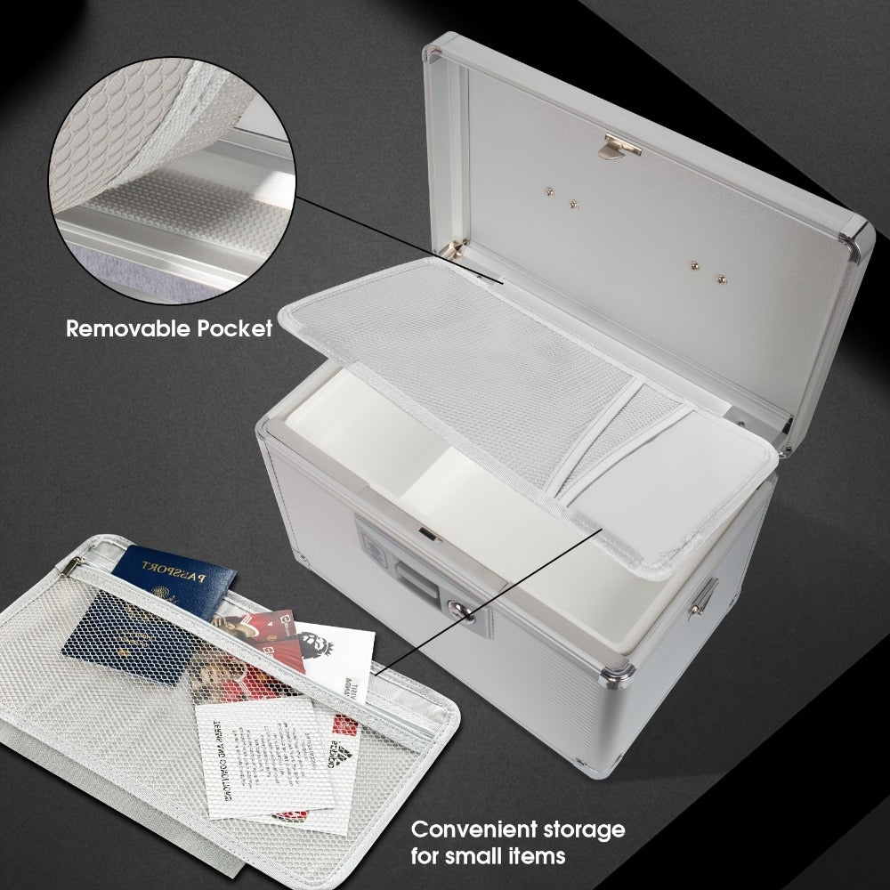 Aluminum Alloy Lockable Medicine Box ¨C Double Layer Large Capacity Storage Box with Key Lock, Handle & Tray for Medicines, Documents & Valuables, 10¡±/12¡±/14¡±/16¡± Home Security Box