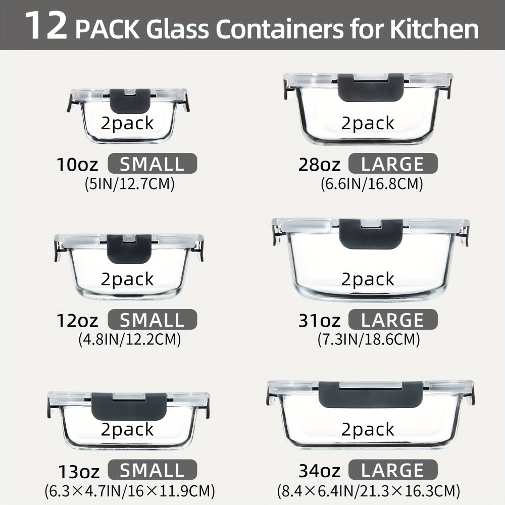 Glass Food Storage Containers with Airtight Lids - Borosilicate Glass Meal Prep Containers Set, Microwave Dishwasher Freezer Safe, BPA Free, Leak Proof Lunch Containers for Kitchen