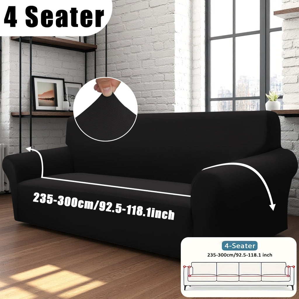 Stretch Sofa Cover Elastic Band | Milk Fiber Fabric Slipcover, Machine Washable Polyester Spandex, 1 to 4 Seater Armchair Couch Cover, Red Gray Blue Black Coffee, Home Decor