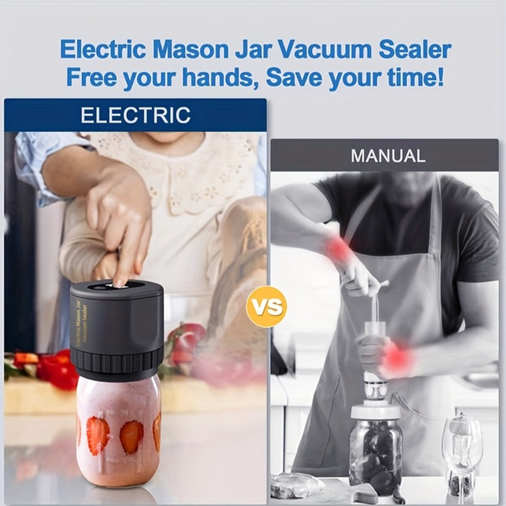 Electric Mason Jar Vacuum Sealer Kit with Sealing Lids Wide Mouth Regular Mouth Compatible Automatic Food Preservation Vacuum Sealing System