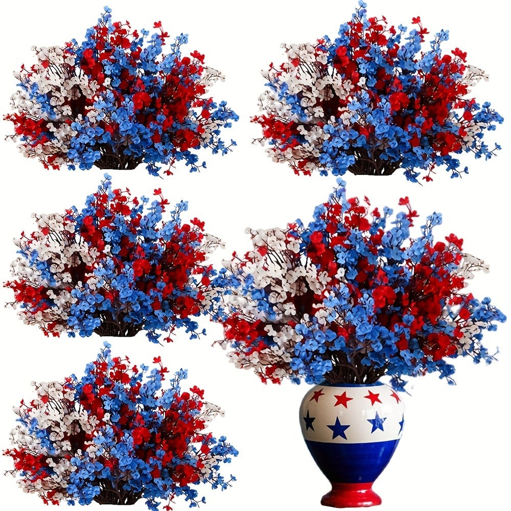 Artificial Baby's Breath Flowers 9pcs ¨C Red White Blue Gypsophila Fake Flowers for Independence Day, Patriotic Party, Home Decor, Tabletop & Seasonal Holiday Floral Arrangements