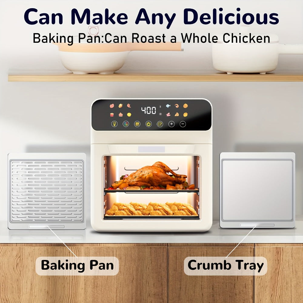 Air Fryer Oven 12-in-1 Large 12-Quart Smart Countertop Oven with 12 One-Touch Preset Functions, Smart Cook Program, Viewing Window, Interior Light, Adjustable Time & Temp, Oil-Free Family Cooker