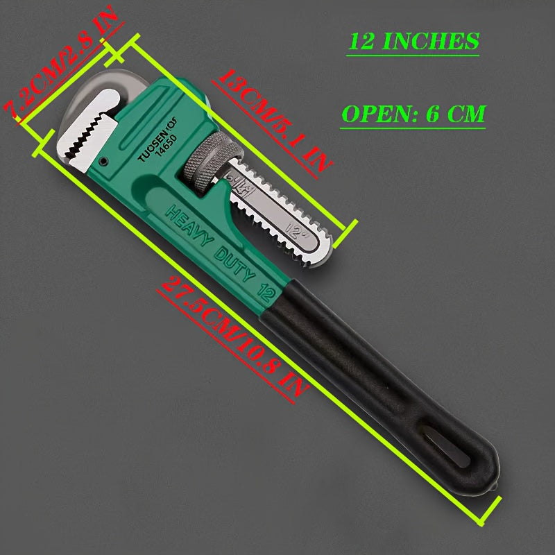 Pipe Wrench Professional Heavy Duty - 8¡±, 12¡± & 18¡± CR-V Alloy Steel Plumbing Wrench, Non-Slip Ergonomic Handle, 1500 lbs Torque, Fits 1/2¡±-4¡± Pipes, for Plumbing, Automotive & Industrial Use