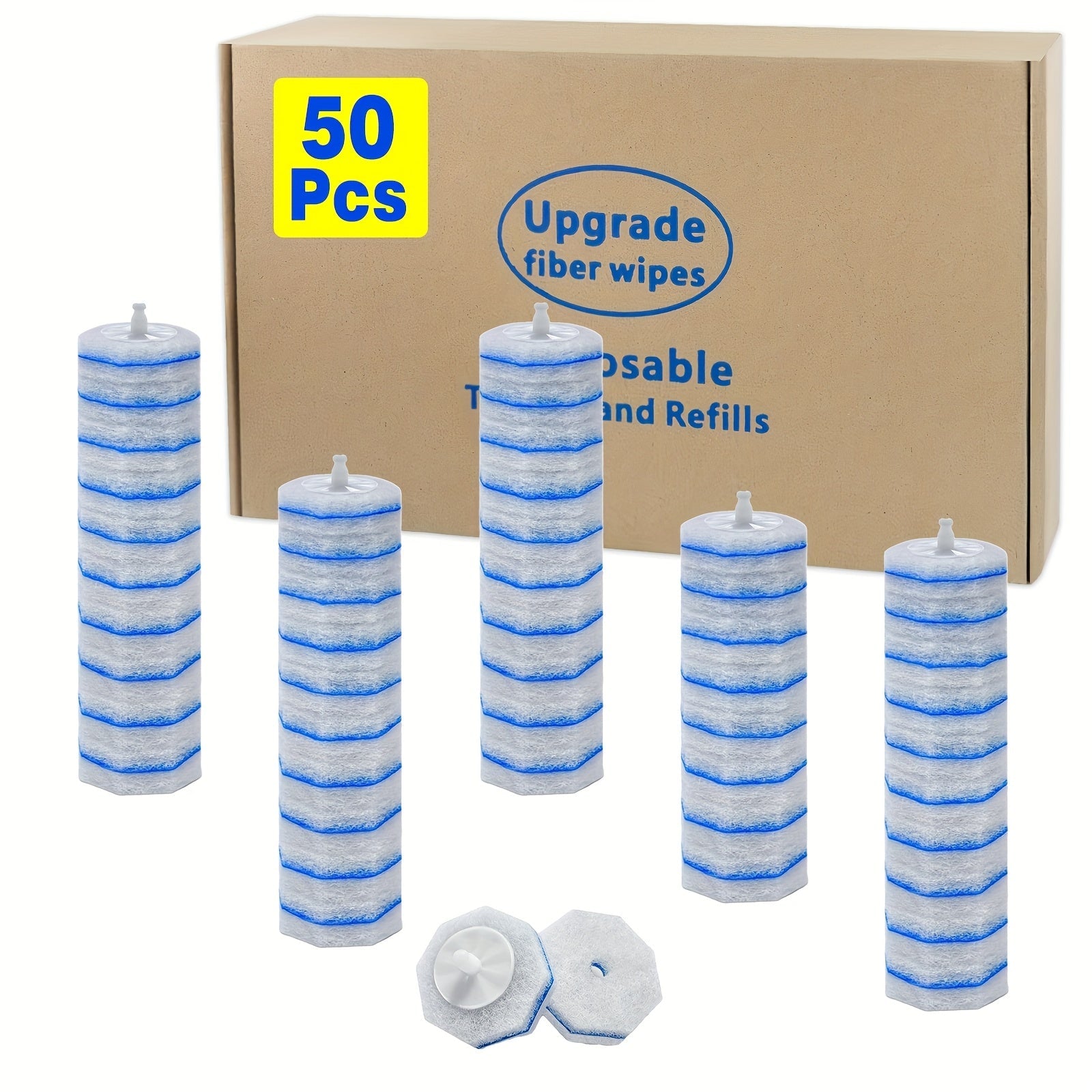 Toilet Brush Refills Compatible with Clorox Toilet Wand Replacement Heads Upgraded Fiber Scrubbing Pads for Toilet Bowl Cleaning 20 50 119 Count No Handle