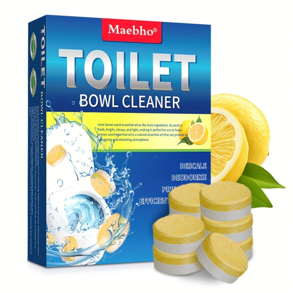 Cleaning Tablets ¨C Lemon Scented Toilet Cleaner Tablets for Stain & Urine Removal, Deodorizing Bowl Cleaner | Coffee Machine Cleaning Tablets for Deep Descaling & Stain Removal