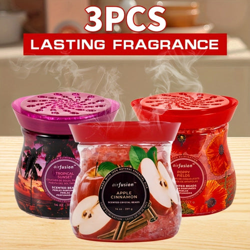 Air Freshener Scented Beads 3-Pack ¨C Long-Lasting Fragrance Beads, Multi-Purpose Odor Eliminator for Home, Car, Closet, Bathroom & Office, Essential Oil Aromatherapy, 6 Scents Available