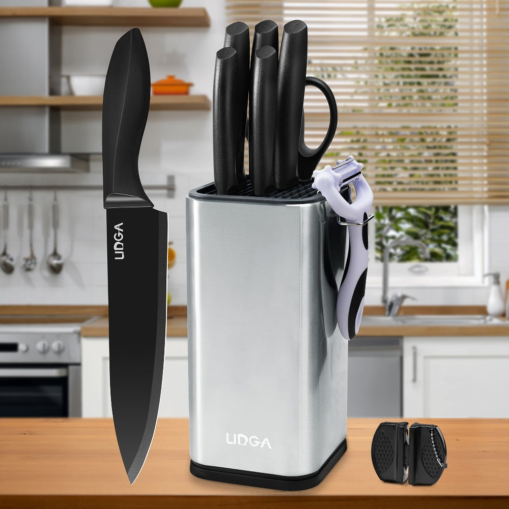 Stainless Steel Kitchen Knife Set Chef Knife Damascus Black Knife Block