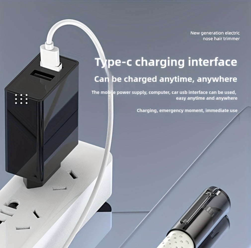 Nose Hair Trimmer Electric ¨C USB Rechargeable Stainless Steel Unisex Trimmer for Nose, Ear & Eyebrow Hair, No-Pull Painless Cutting, Portable Stylish Design for Men & Women