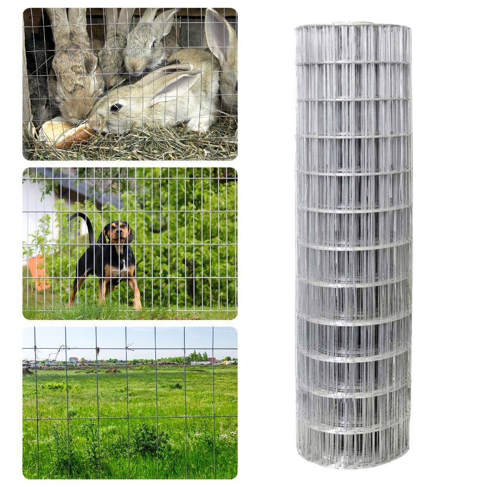 Welded Wire Mesh Fence Roll 50ft ¨C Galvanized Zinc-Coated Steel Hardware Cloth for Chicken Coop, Garden Fence, Pet Enclosure, Rabbit Hutch & Plant Support, Rust-Resistant, 4ft 5ft 6ft Wide Options