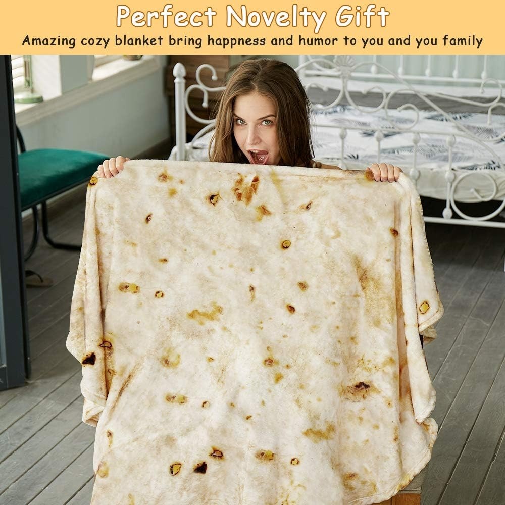 Food Print Flannel Throw Blanket - Funny Pizza Donut Pancakes Digital Print 250GSM Soft Cozy Lightweight All-Season Foodie Throw for Couch Sofa Bed Office Camping Travel