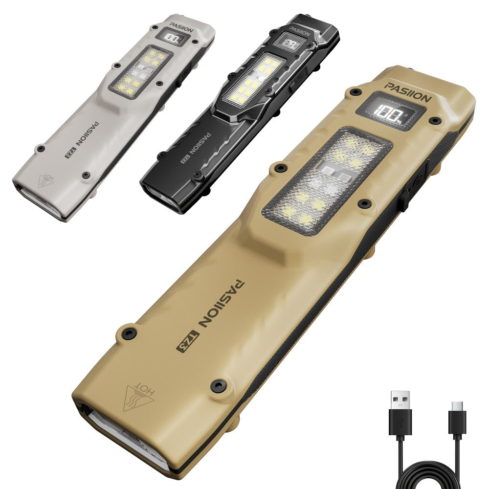 EDC Tactical Flashlight 1500 Lumen USB Rechargeable | Flat Slim Pocket Flashlight High CRI 5 Modes Red Warning Light | Camping Emergency Outdoor Work Gift for Men