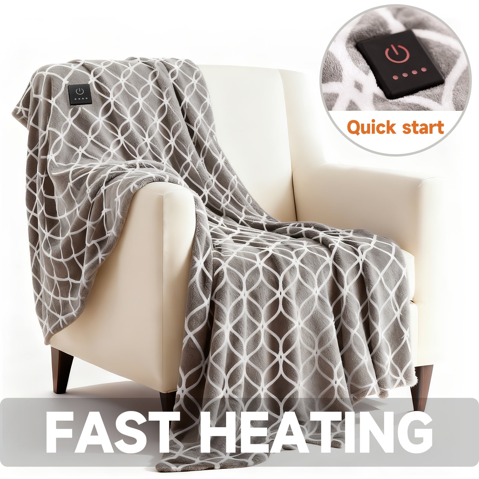 Dual Control Electric Heated Blanket with 10 Heat Levels - 10-Hour Auto Shutoff, Overheat Protection, Fast Heating, Soft Flannel, Machine Washable, 4 Sizes & 4 Colors, Bedroom Gift Blanket