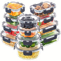 Glass Food Storage Containers with Lids 12pcs ¨C Airtight Leak-Proof Meal Prep Bento Boxes Microwave Oven Freezer Dishwasher Safe