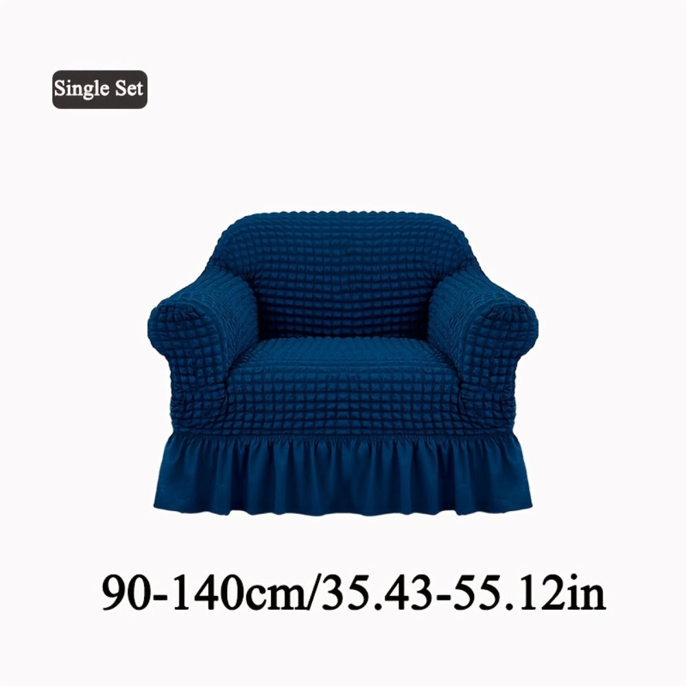 Seersucker Sofa Slipcover Elastic Band Closure Pet-Friendly All-Purpose Sofa Cover for Living Room Home Decor Protection ¡ª Single 2 4 Seater Multiple Colors