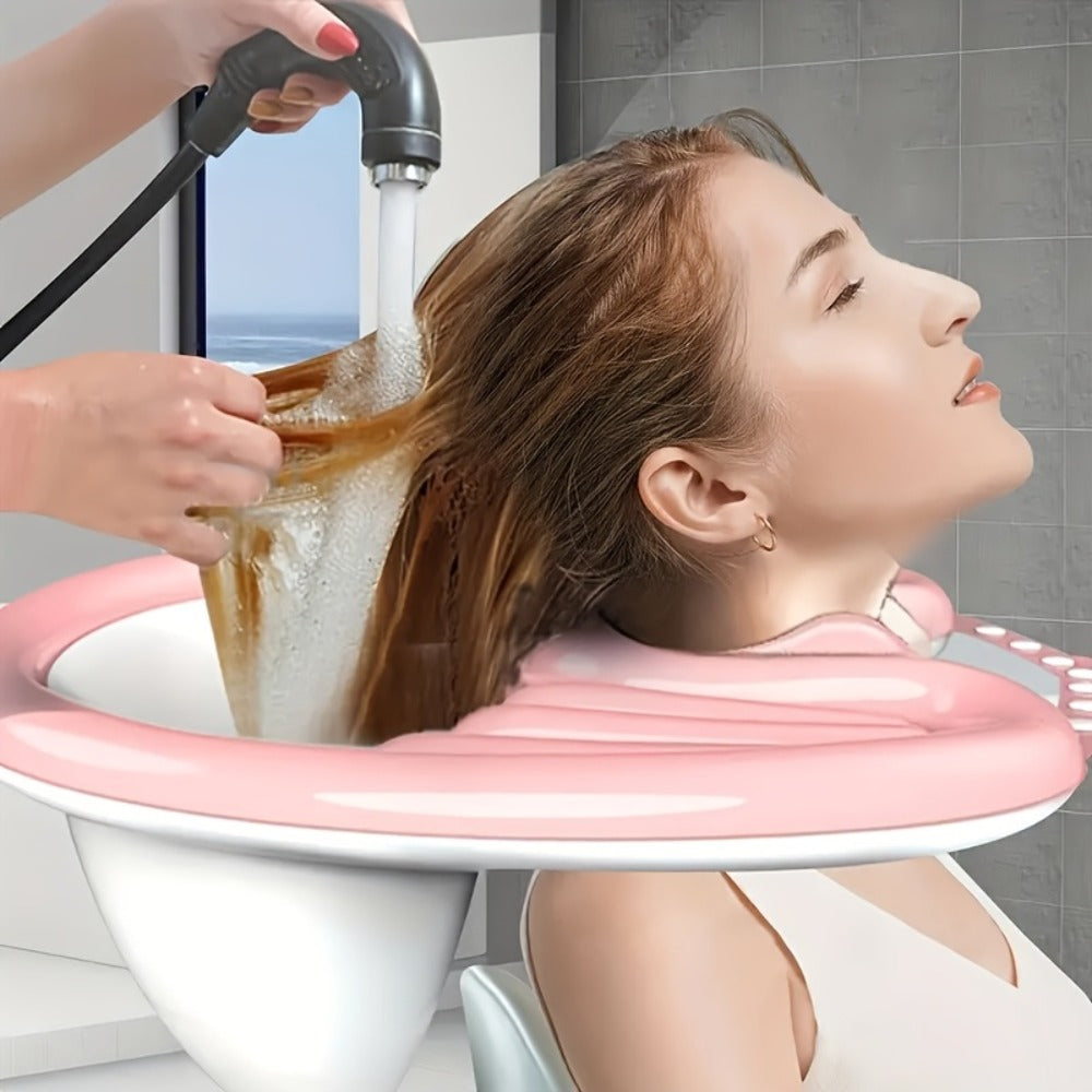 Inflatable Shampoo Basin for Bedridden Elderly - 4pcs Portable Hair Washing Basin with Air Pump & Drainage, Foldable Bed Shampoo Bowl for Seniors, Disabled, Pregnant Women, Injured Patients (Model A1)