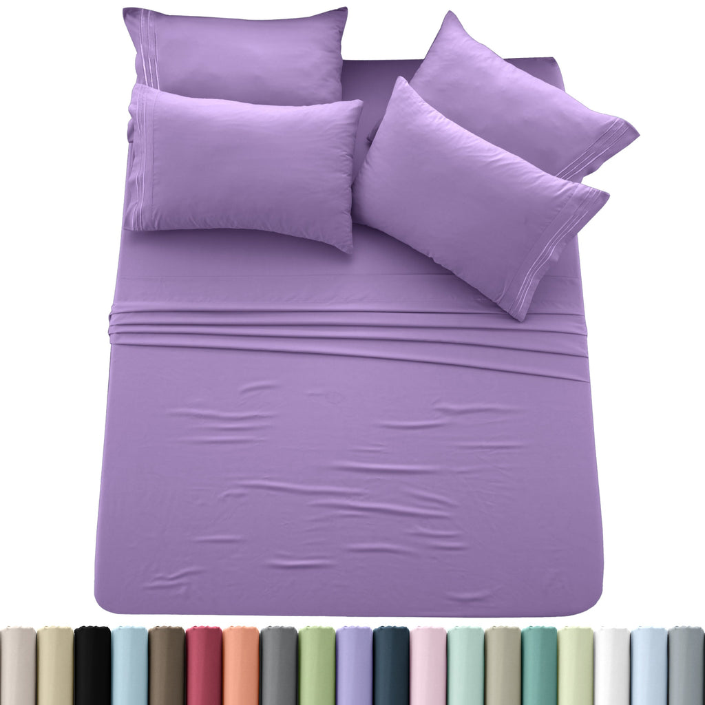 Brushed Microfiber Sheet Set 6pcs ¨C Soft Fade-Resistant Bedding 20 Colors Twin Twin XL Full Queen King Cal King Fitted Flat Pillowcases