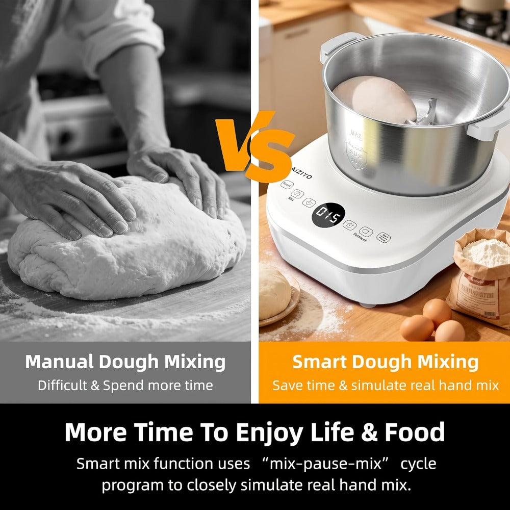 Electric Dough Maker with Ferment Function - 7Qt 250W Dough Kneading Machine, 304 Stainless Steel Bowl, Constant Temperature Fermentation, Microcomputer Timer, for Bread Pizza Pasta Roti Dumplings