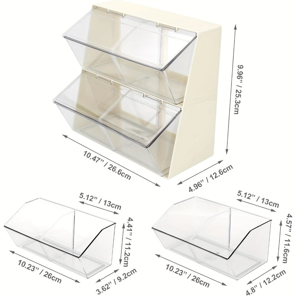 Acrylic Tea Bag Organizer Box with Lid, Large Capacity 3-Compartment Transparent Storage Chest for Kitchen Countertop, Food-Safe Acrylic Holder for Tea Bags, Coffee Capsules, Milk Powder & Masks