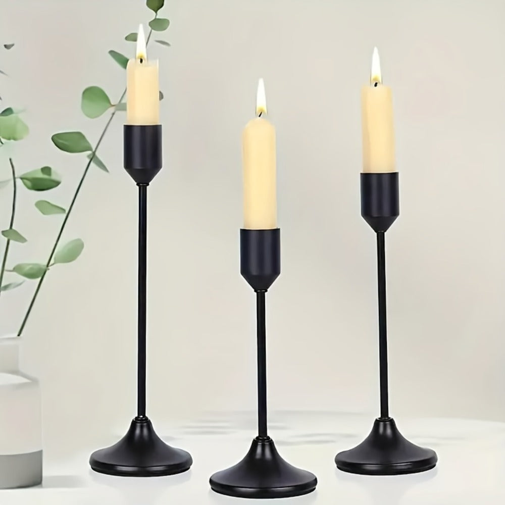 Metal Candlesticks Set of 6 ¨C Taper Candle Holders for Wedding Centerpiece, Christmas, Halloween, Thanksgiving, Hanukkah, Easter & Romantic Candlelight Dinner Table Decor, Assorted Sizes, 3 Finishes