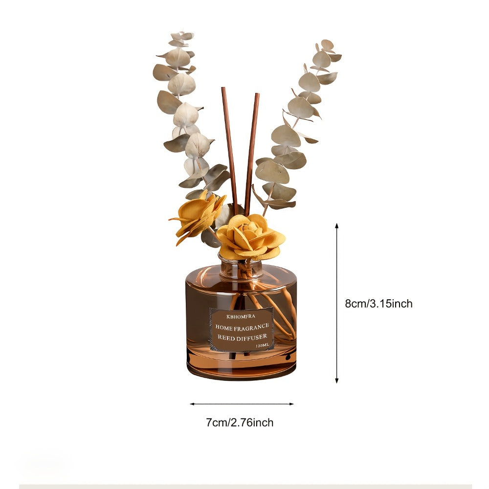 Reed Diffuser Set with Dried Flowers ¨C Jasmine, Cedar, Sandalwood & Gardenia Scents, 120ml 90-Day Long-Lasting Home Fragrance