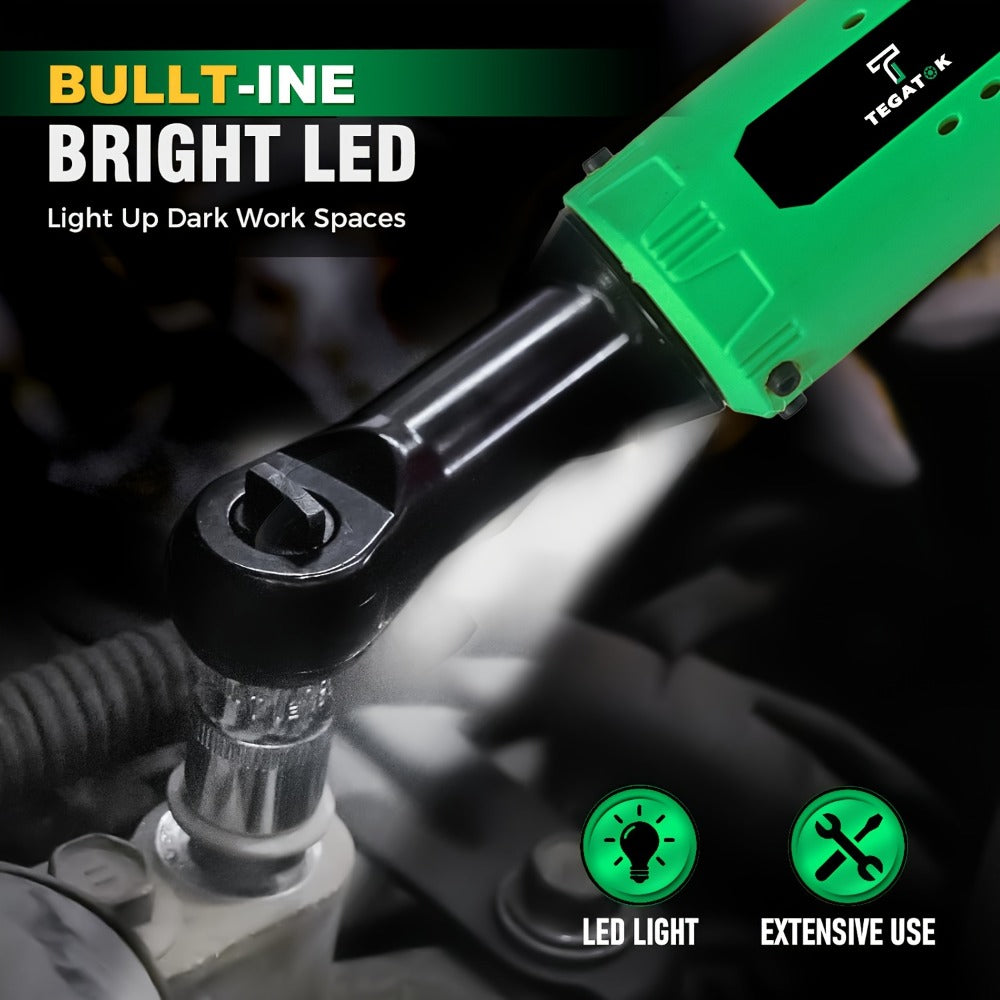 12V Cordless Ratchet Wrench Set 3/8¡± Drive | 40 Ft-lbs Torque, Variable Speed Trigger, Lithium-Ion Battery, 7 Sockets Included