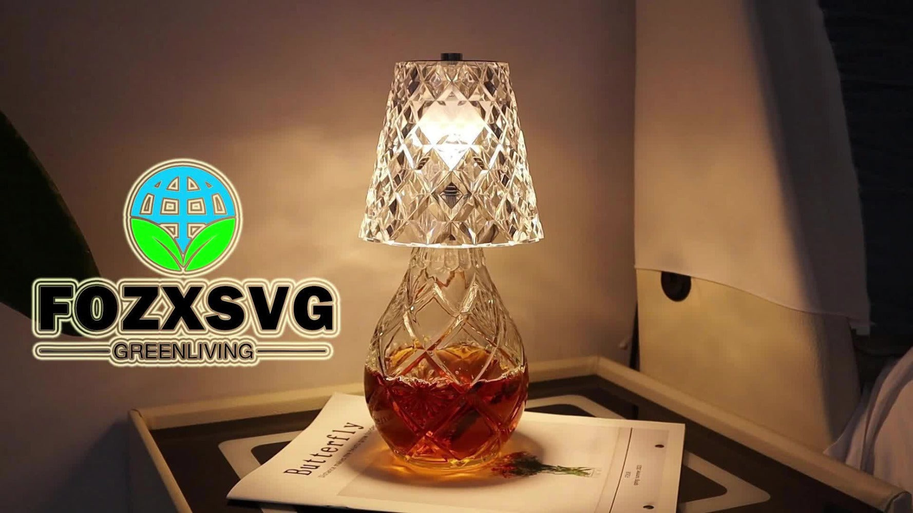 Wireless Wine Bottle Lamp ¨C USB Rechargeable Acrylic Crystal Shade, 3-Color Touch Control Smooth Dimming, 2000mAh Cordless Bottle Light for Bar Decor, Home, Kitchen, Party & Table Ambiance (1pc / 2pcs)