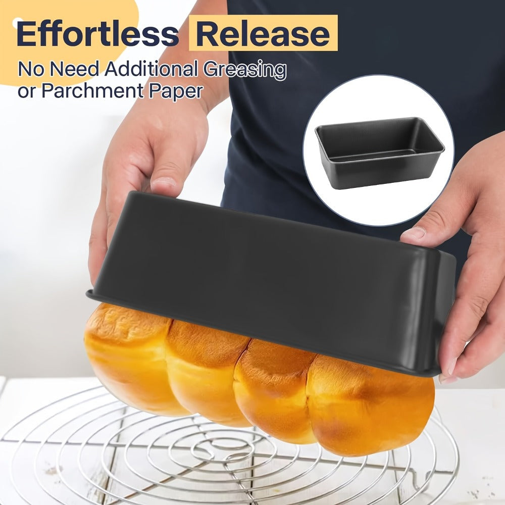 Loaf Pan Set of 4 Nonstick Carbon Steel Meatloaf Pan with Drain Tray 9x5 Inch Bread Baking Pan for Meatloaf Banana Bread Cake Oven Safe Kitchen Bakeware