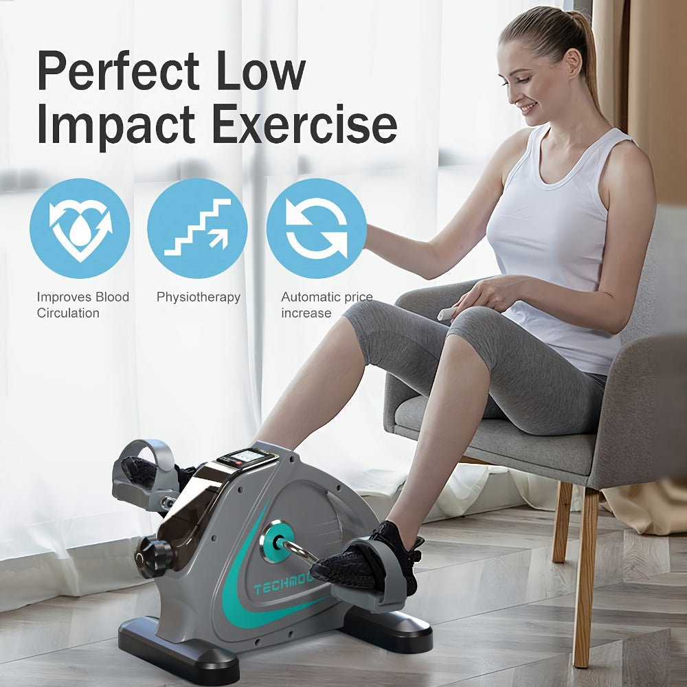 Portable Elliptical Trainer Mini Exercise Bike Under Desk Pedal Exerciser LCD Display 8 Resistance Levels Silent 350lb Capacity Arm Leg Training for Home Office Seniors