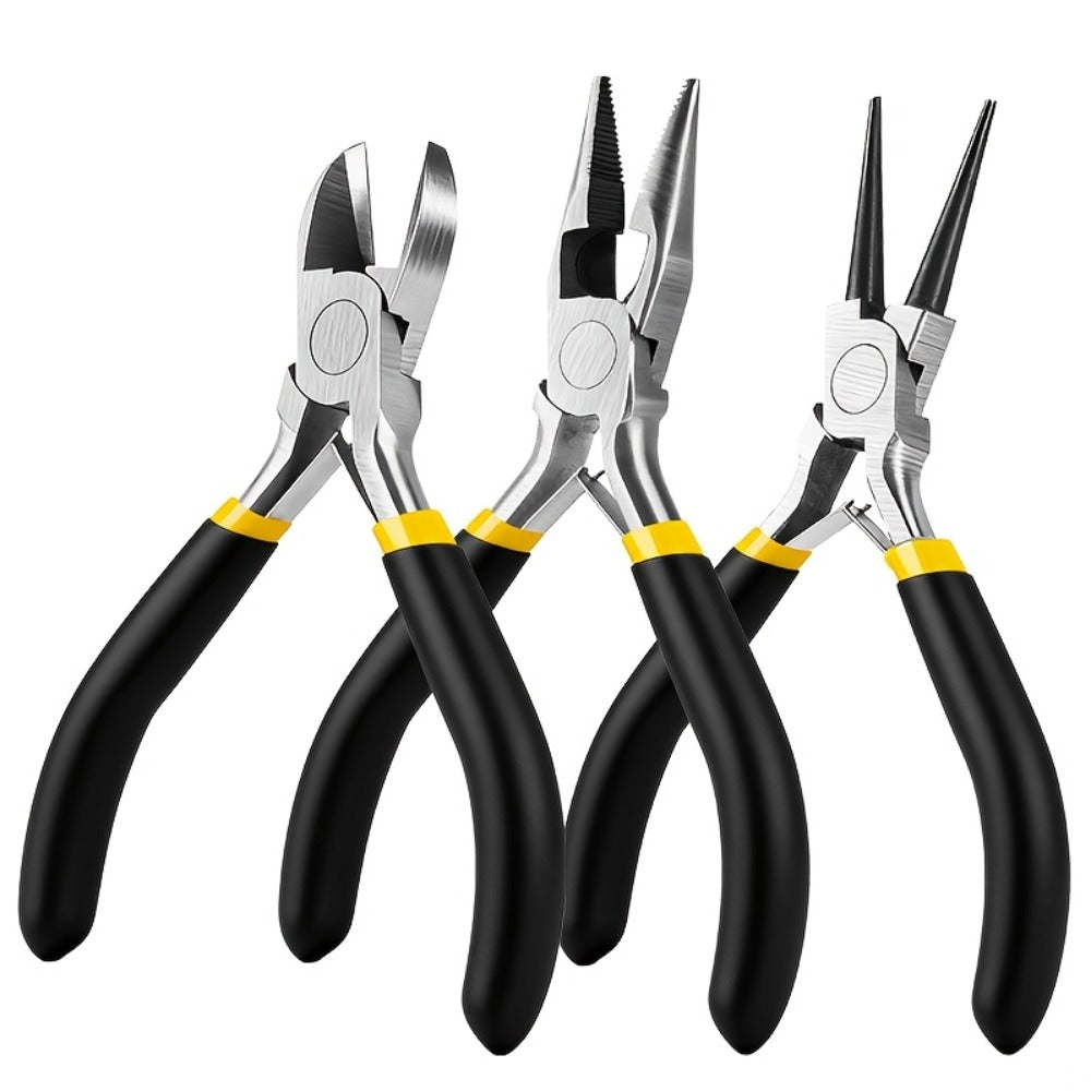 Jewelry Making Pliers Set 3/14pcs Tool Kit - Professional Round Nose, Flat Nose & Needle Nose Pliers, Wire Cutters, Tweezers, Scissors, Vernier Caliper, Storage Bag, for Beading, Wire Wrapping & DIY