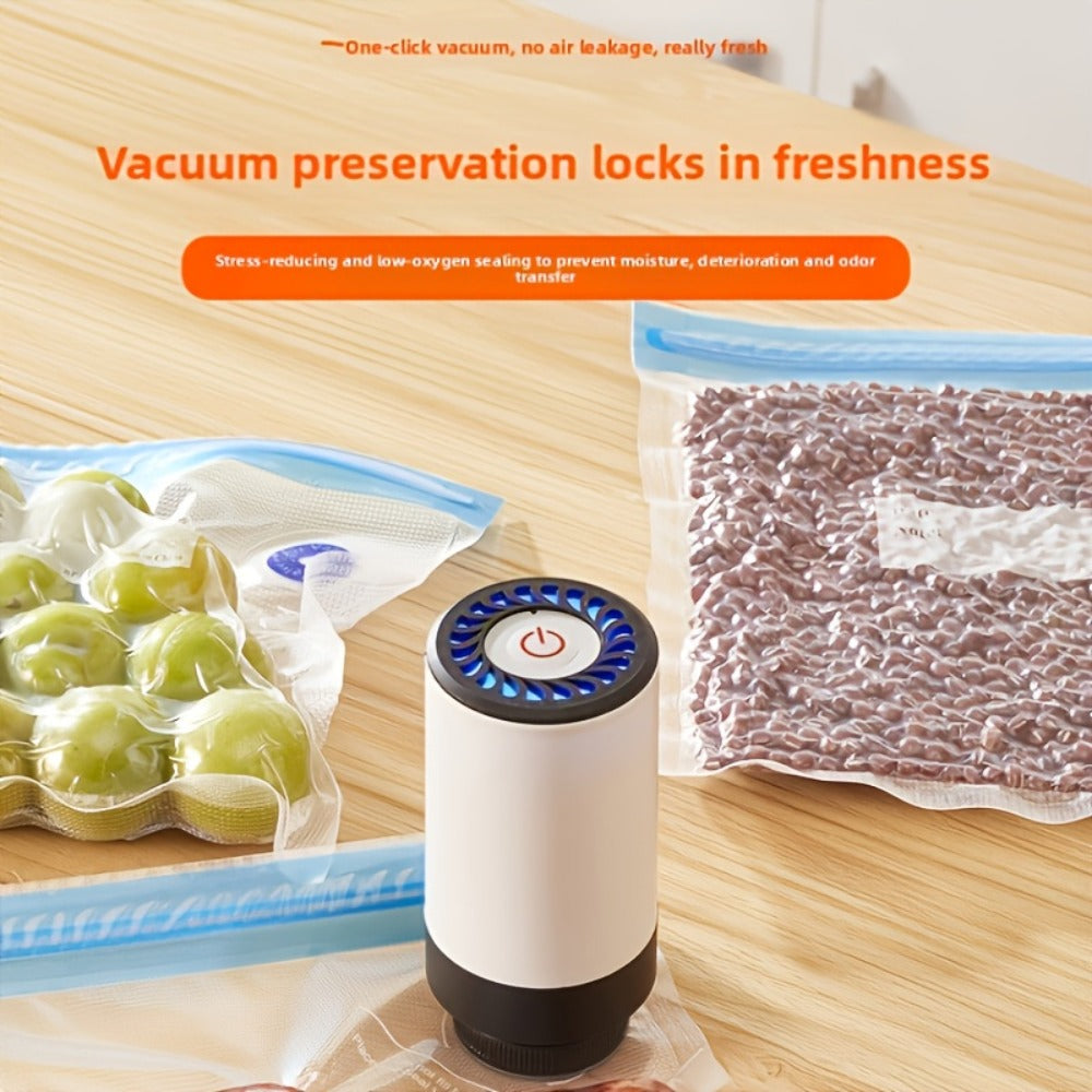Cordless Vacuum Pump with Multiple Accessories ¨C Portable Food Vacuum Sealer & Dehumidifier for Food Preservation, Crisper Containers, Travel Space Saving & Outdoor Storage