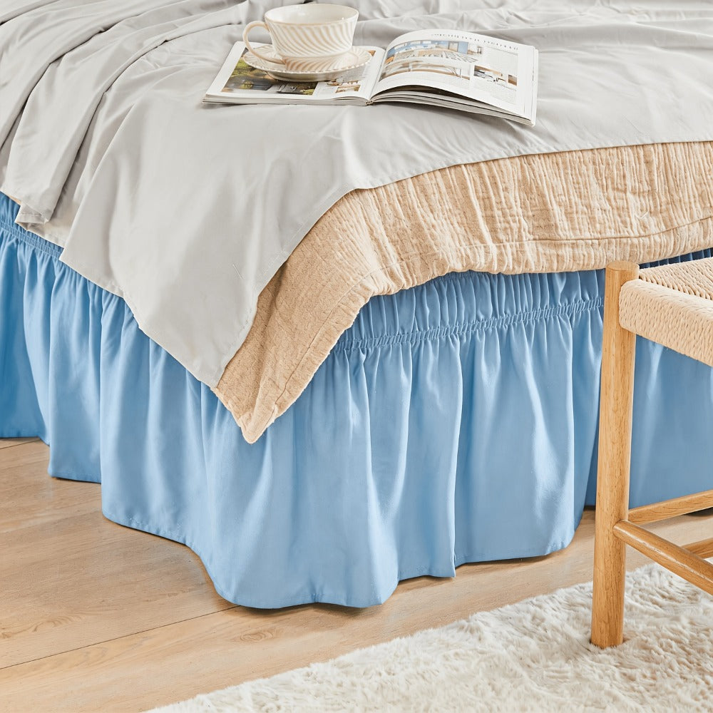 Ruffled Bed Skirt with Adjustable Elastic - Twin Full Queen King, 15-Inch Drop, Machine Washable, 30 Colors